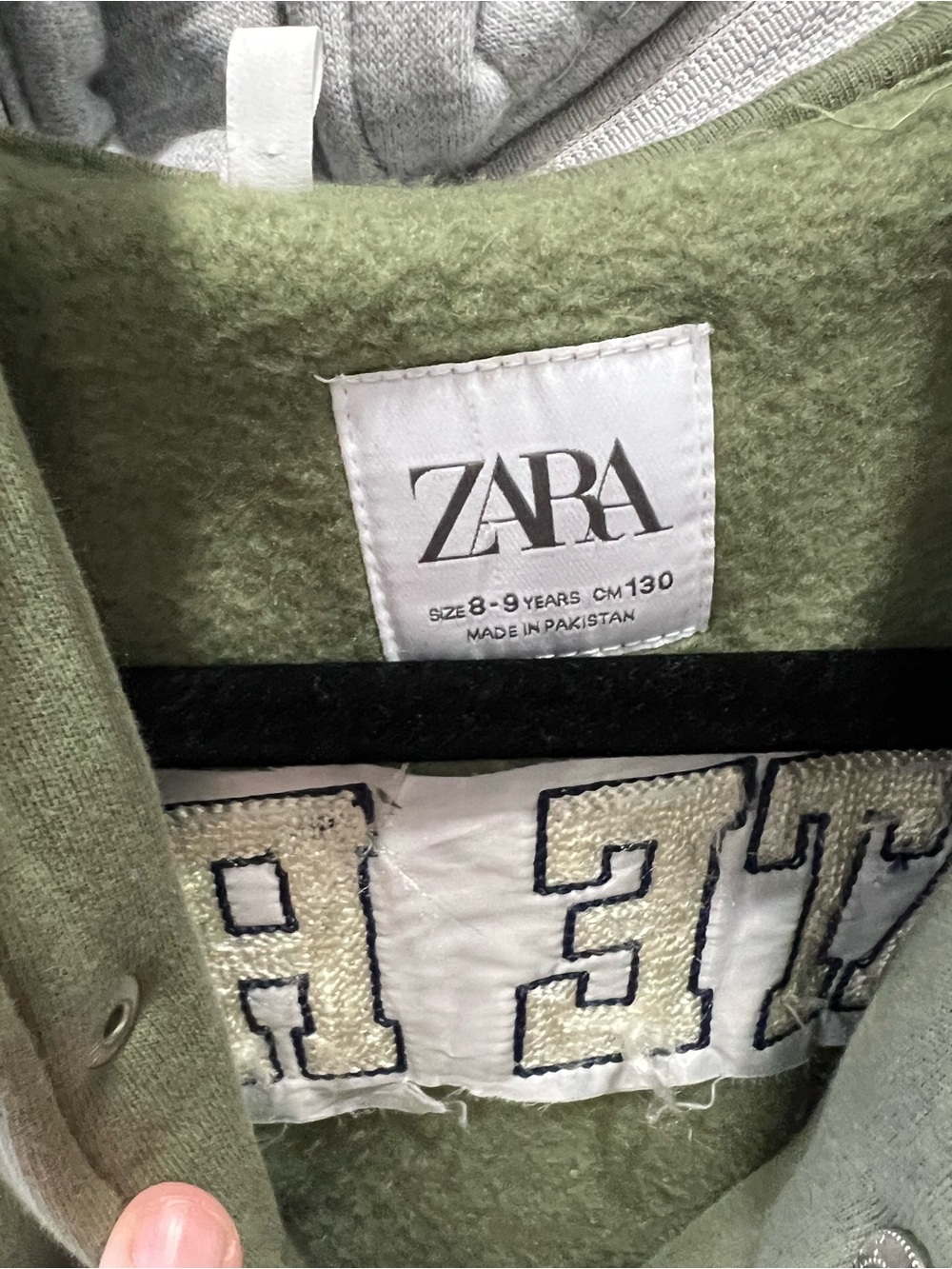 Zara Boys Varsity Hoodie Jacket Skate Ramp Green Cream Size 8/9 (130) - Picture 5 of 7